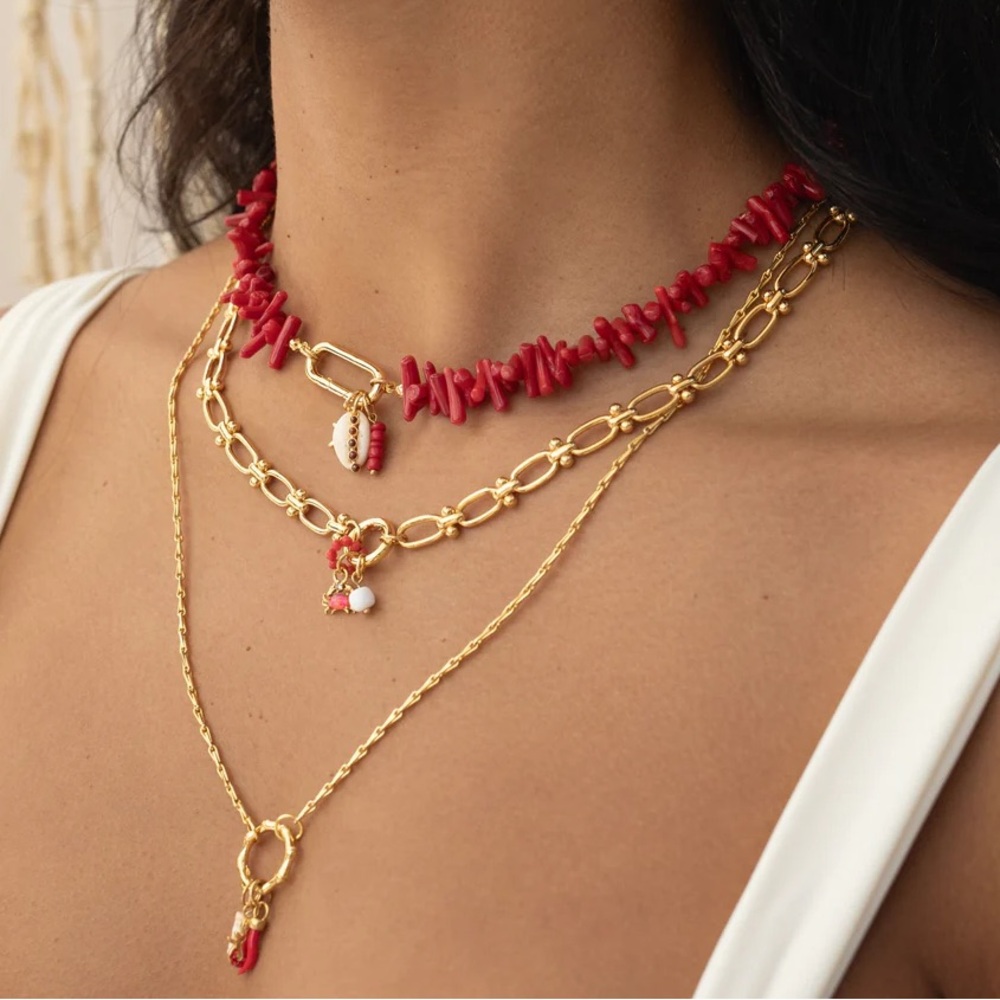 ByNouck Red Coral Choker (does not include charm)